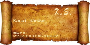 Karai Sándor névjegykártya