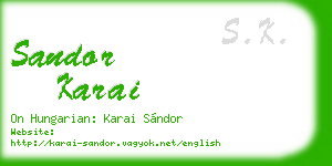sandor karai business card